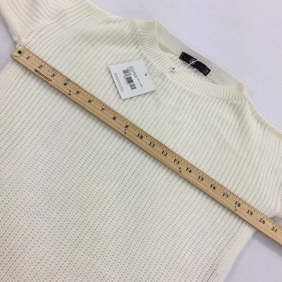 NWT Missguided Chunky Knit Side Slit Sweater S/M Womens Cream Ivory Oversized - Picture 7 of 8